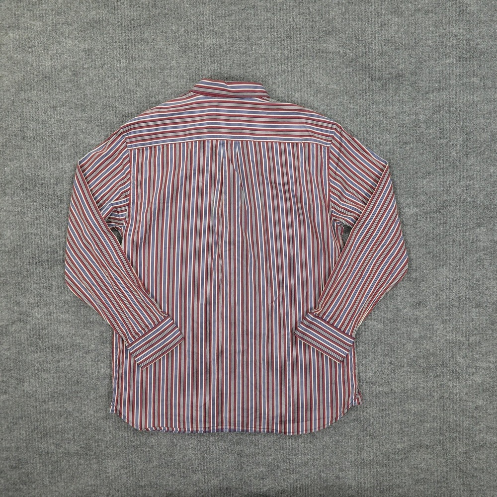 Tommy Bahama Shirt Mens Large Red White Blue Stripe Cotton Silk Long Sleeve - Picture 6 of 9